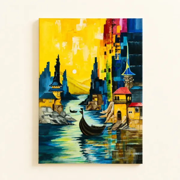 A City Beyond Dreams Handmade Acrylic Painting acrylic on canvas painting detail by artwithpreet - View 3